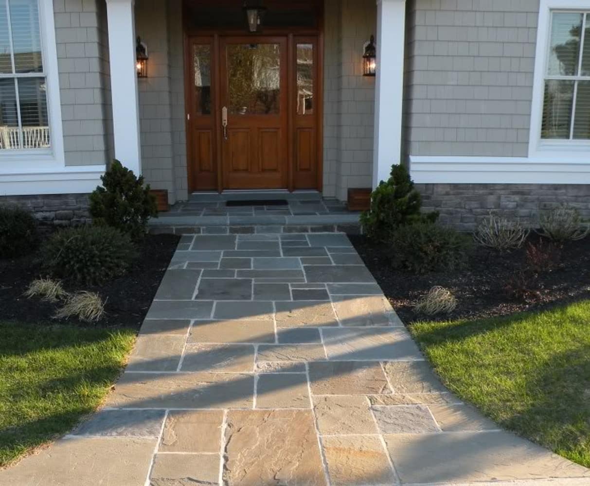 Walkways, Plantings, Retaining wall