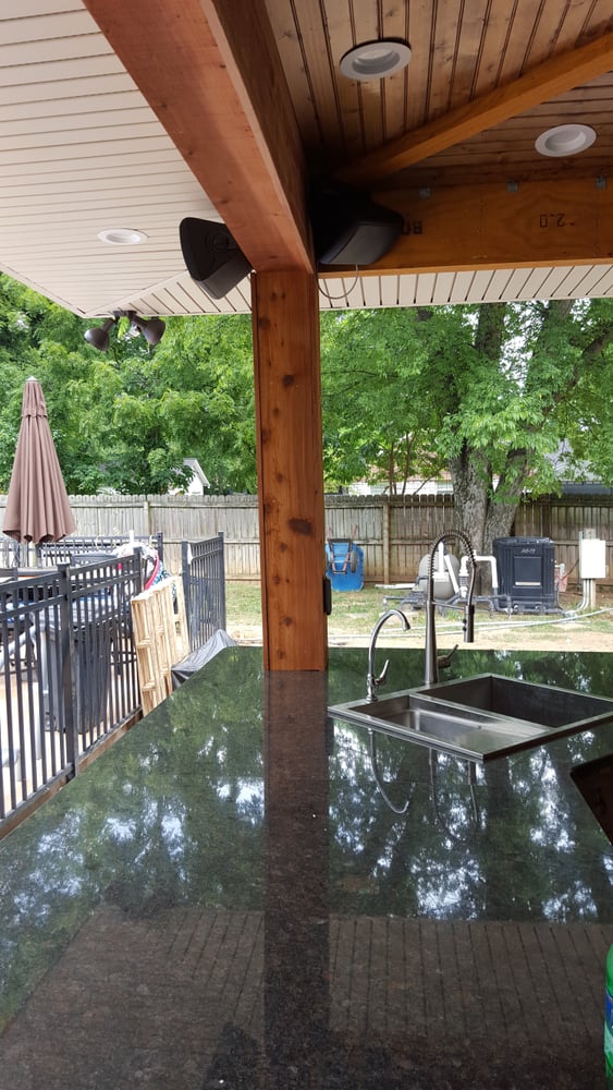 Covered Patio with Outdoor Kitchen and Fireplace (48' by 20')