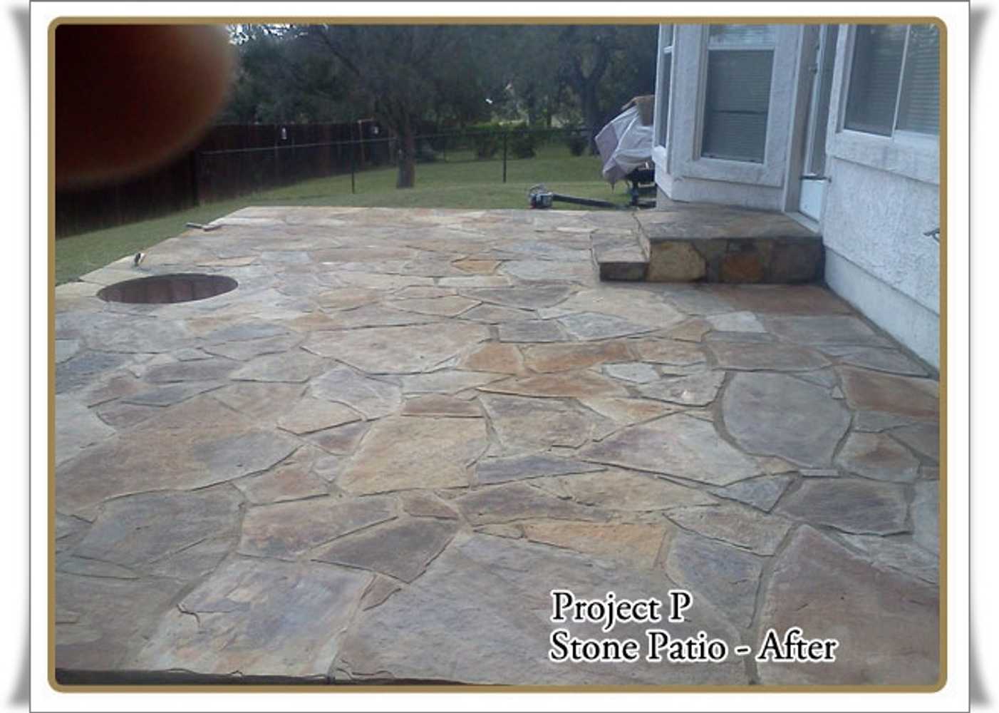 flagstone patio and fire pit