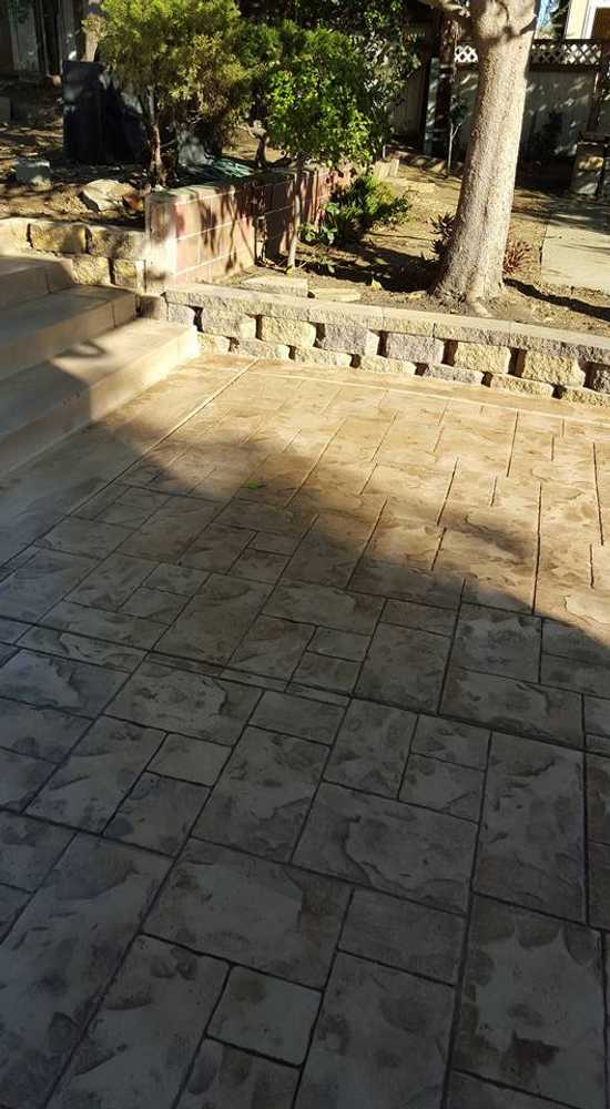 san ramon ave,vallejo. new retaining wall and stamped patio