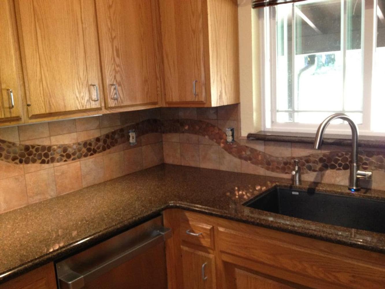 Viatera counter tops and tile backsplash