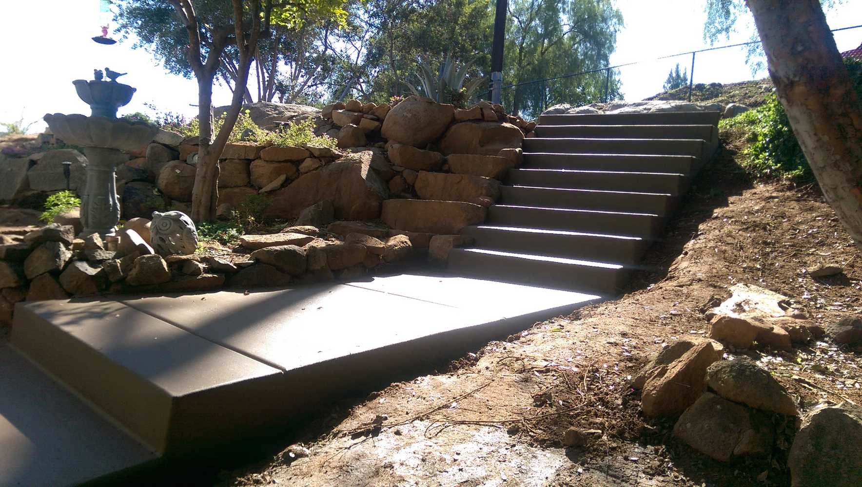 Colored concrete steps and walkway