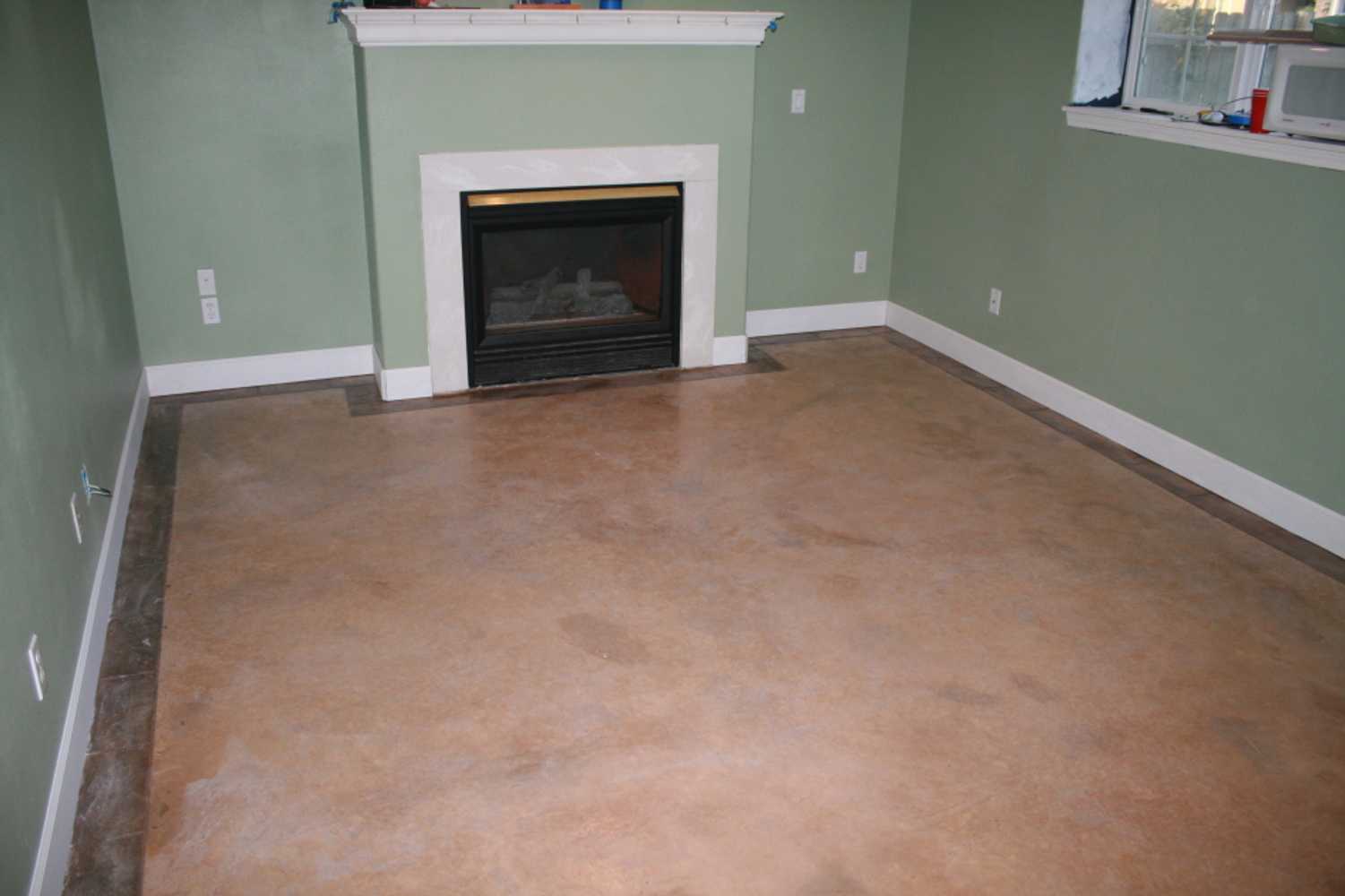 Icoat concrete interior flooring overlay system.