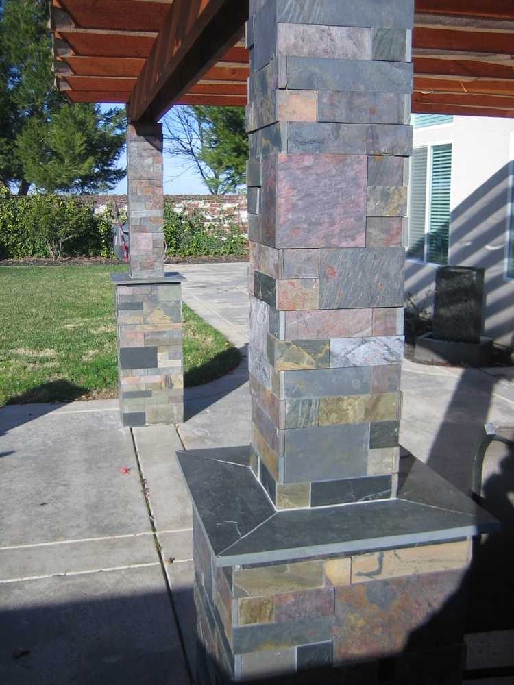 Redwood Trellis with Slate pillars