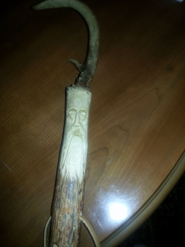 custom wood spirit hiking sticks