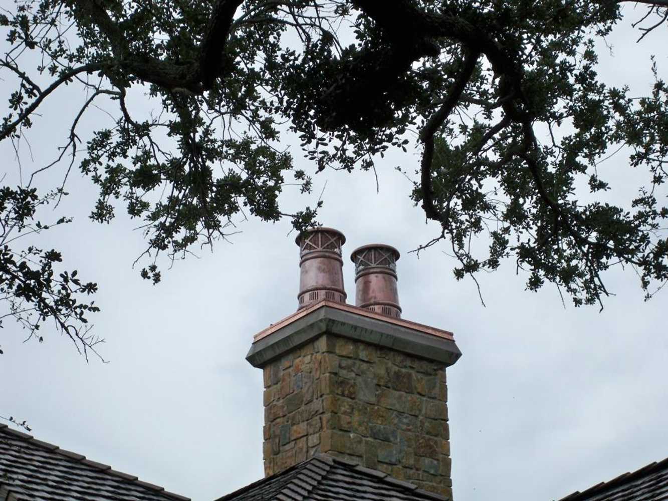 European Copper Pots on 5 chimneys.