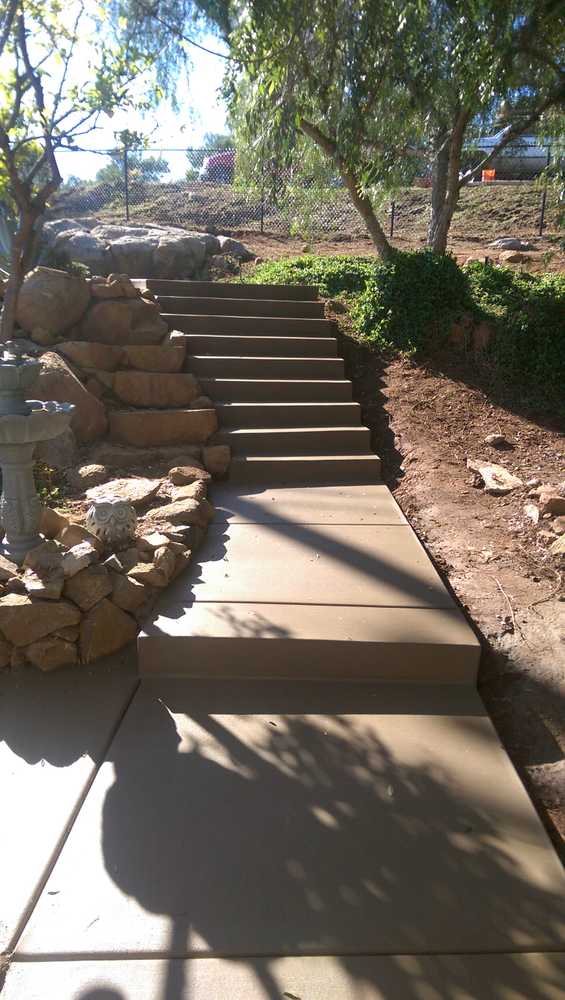 Colored concrete steps and walkway