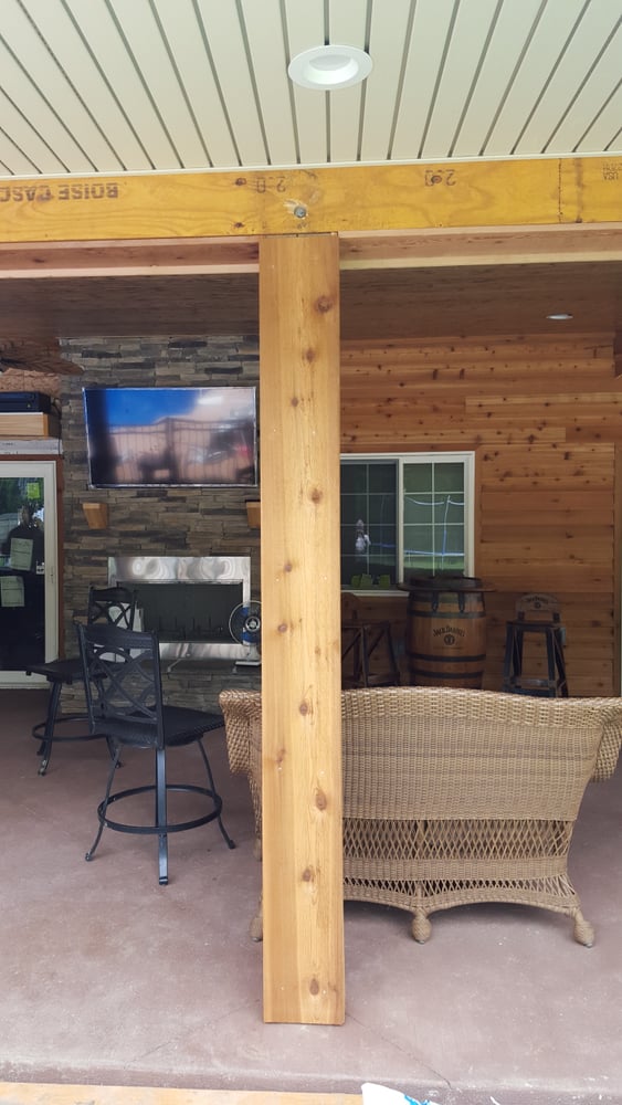 Covered Patio with Outdoor Kitchen and Fireplace (48' by 20')