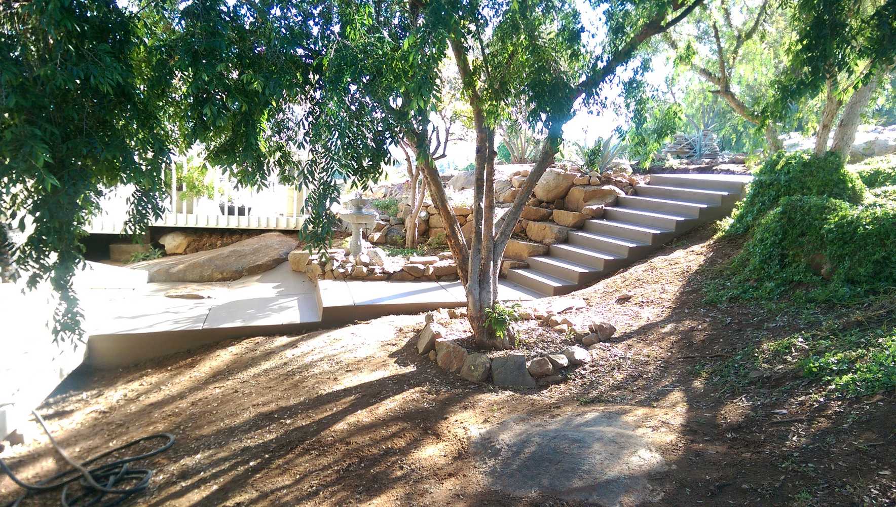 Colored concrete steps and walkway