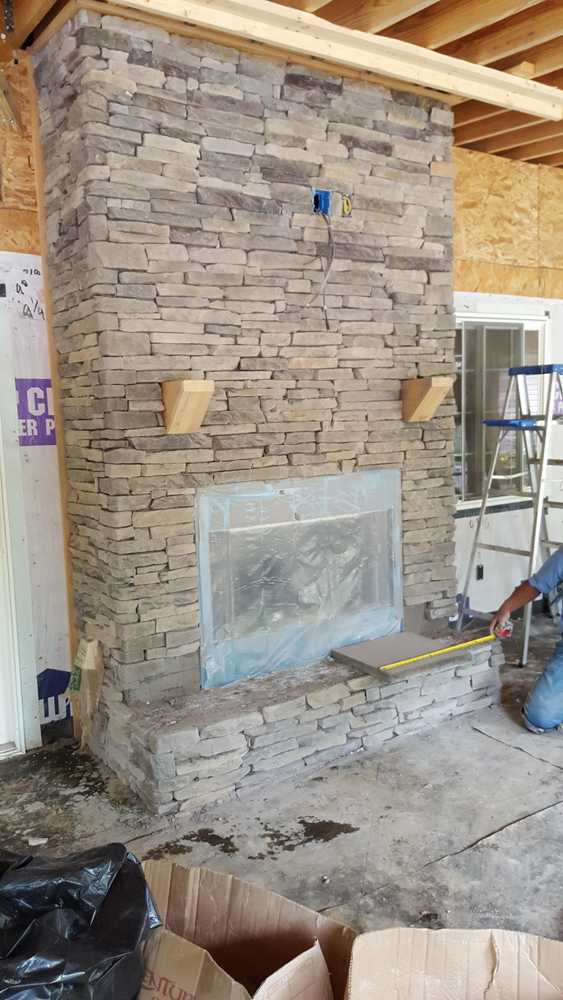 Covered Patio with Outdoor Kitchen and Fireplace (48' by 20')