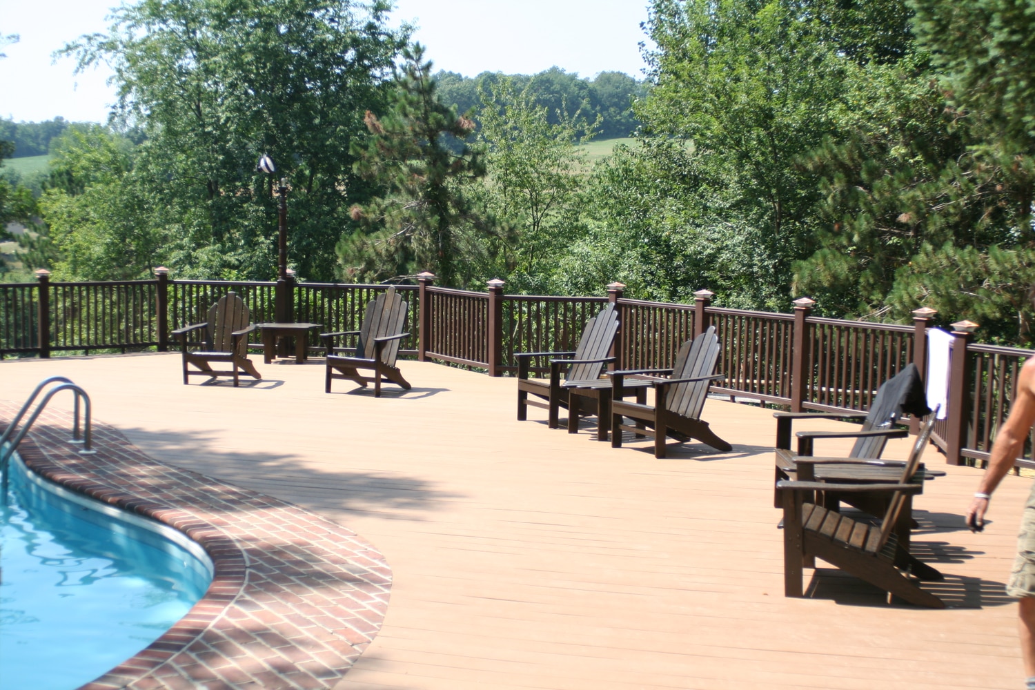 Trex deck with hardscape stone patios with landsca