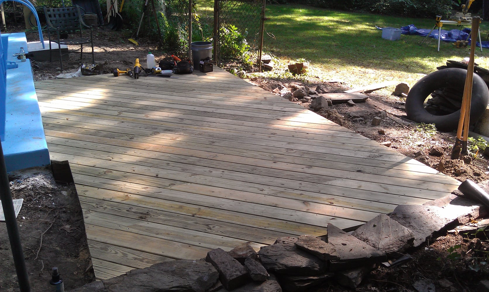 Pool Deck and stone wall
