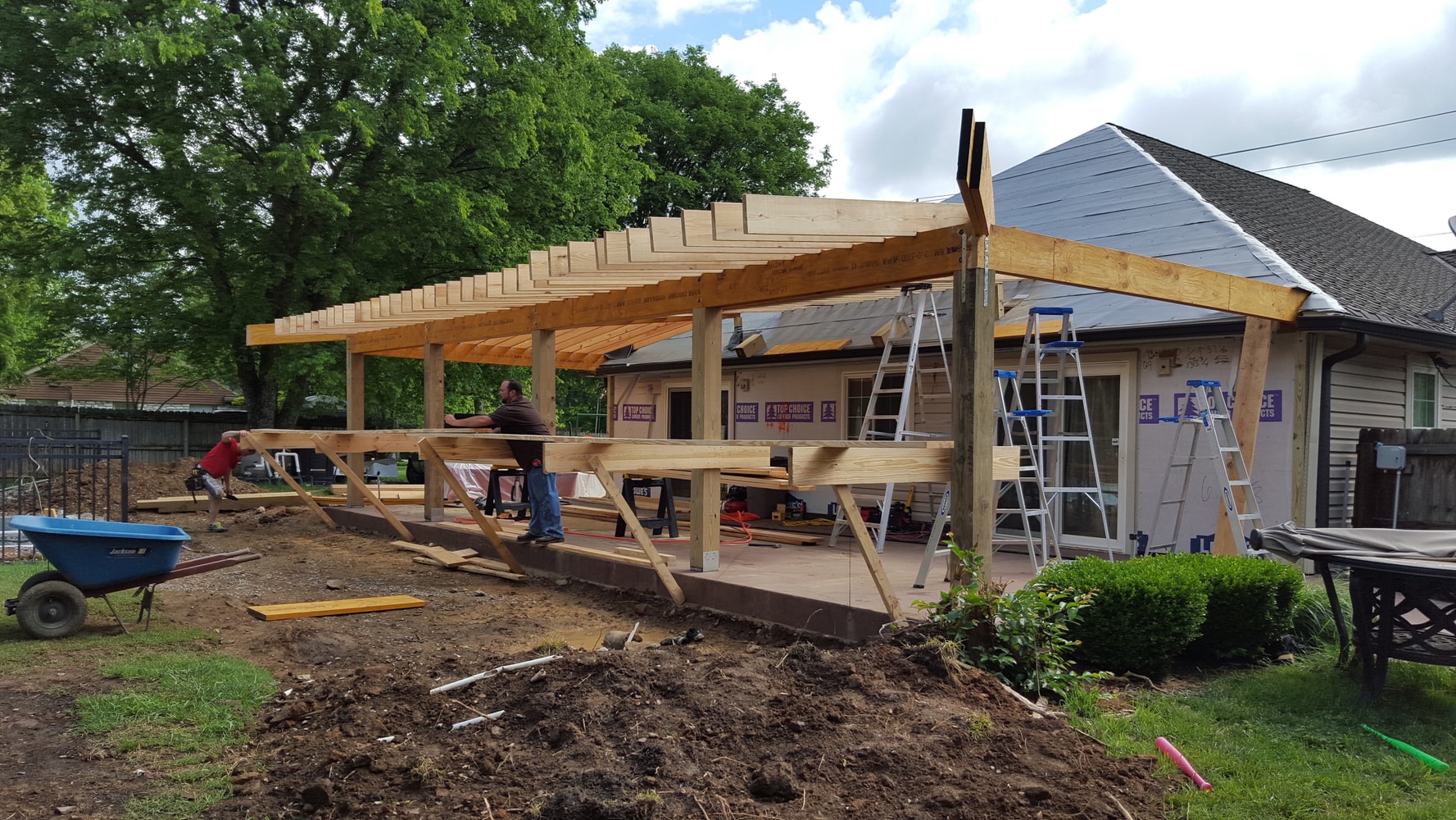 Covered Patio with Outdoor Kitchen and Fireplace (48' by 20')