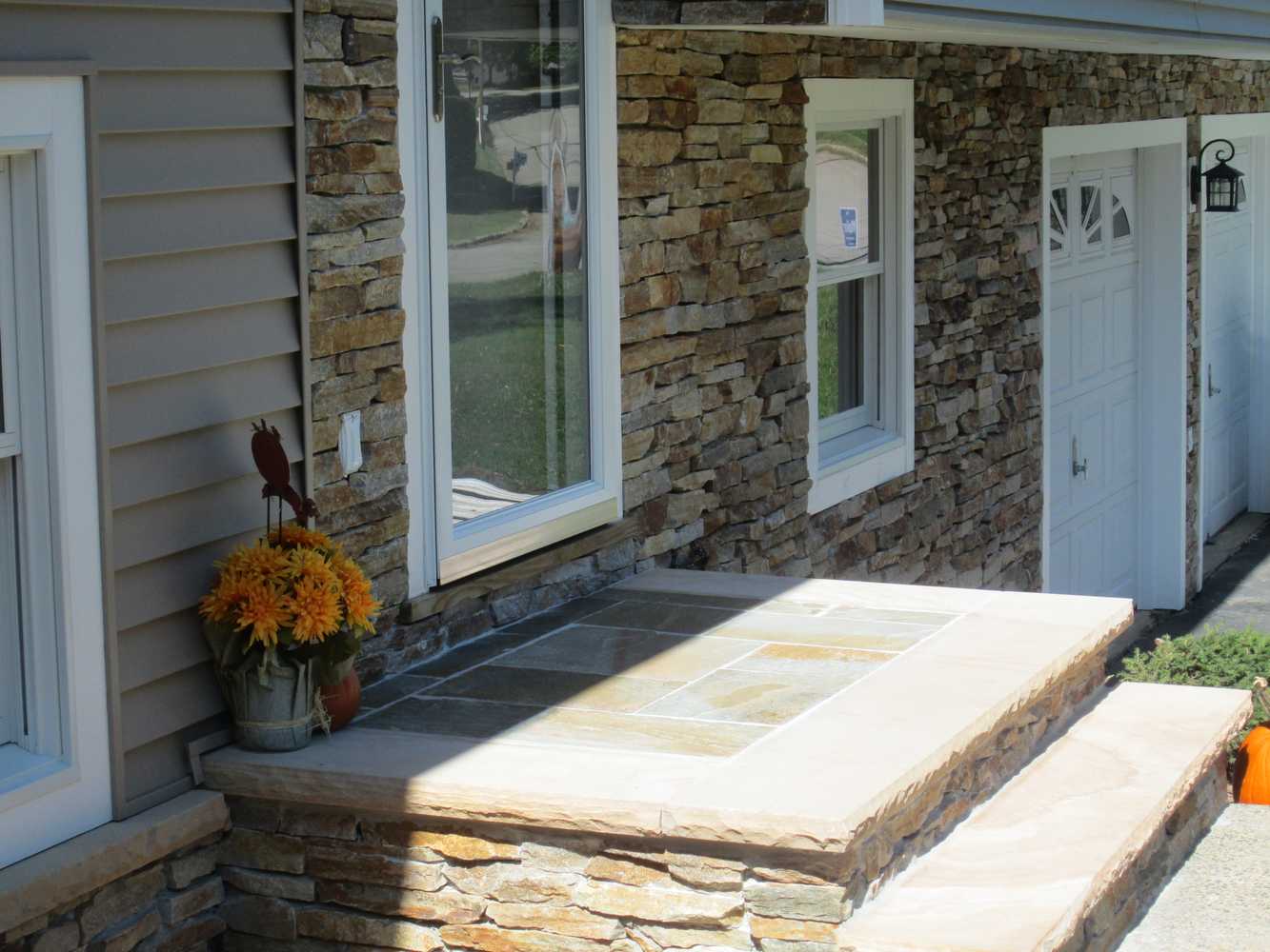 Stairs: stone-face siding 