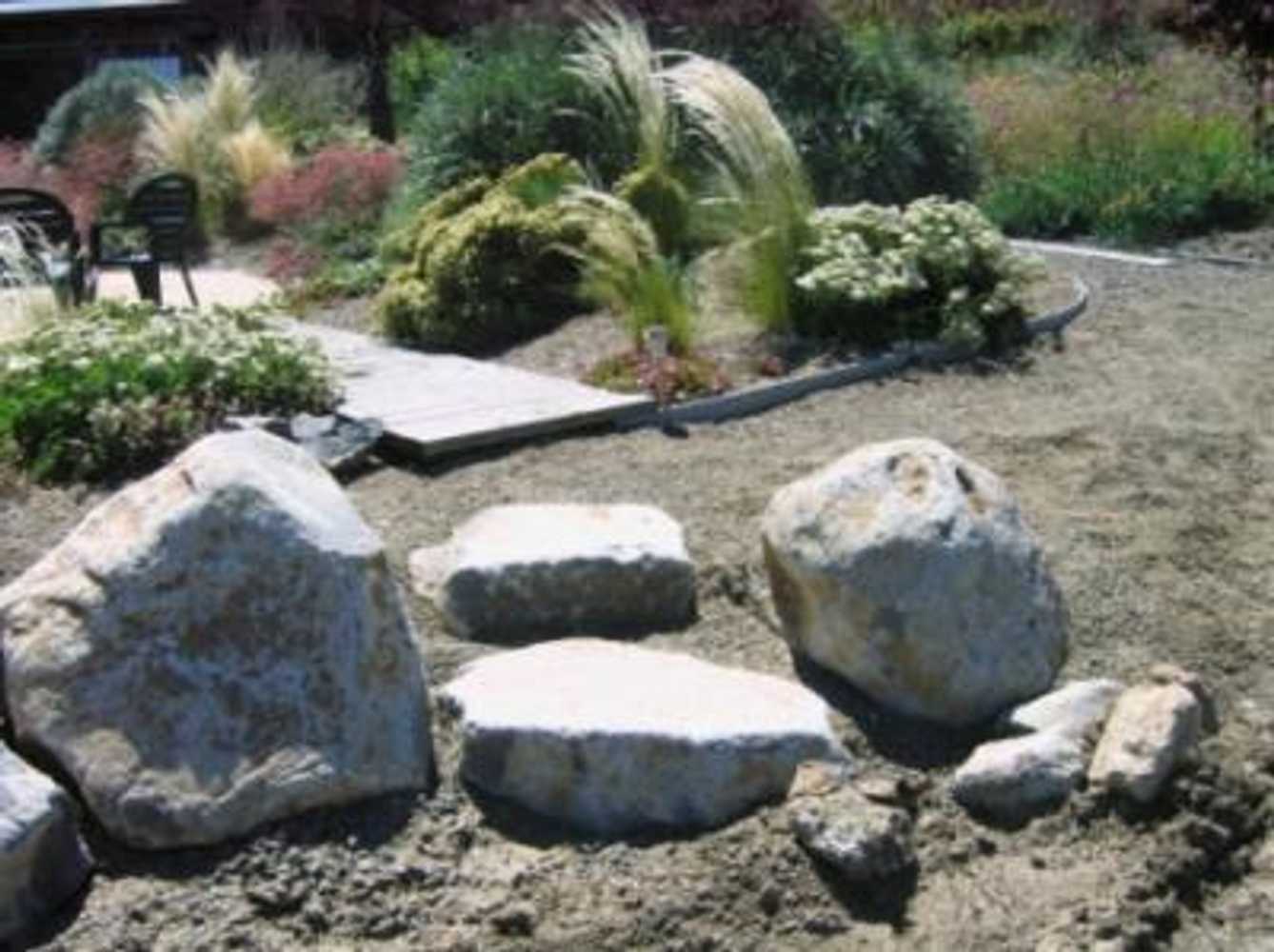 Sonoma County pond and residence hardscaping
