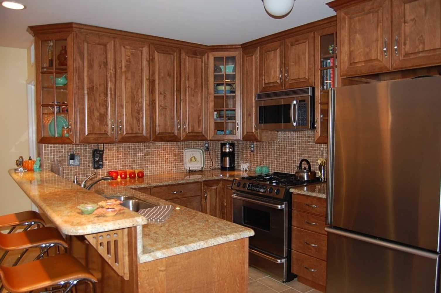 Maple Kitchen Cabinetry with Granite Counter Tops.