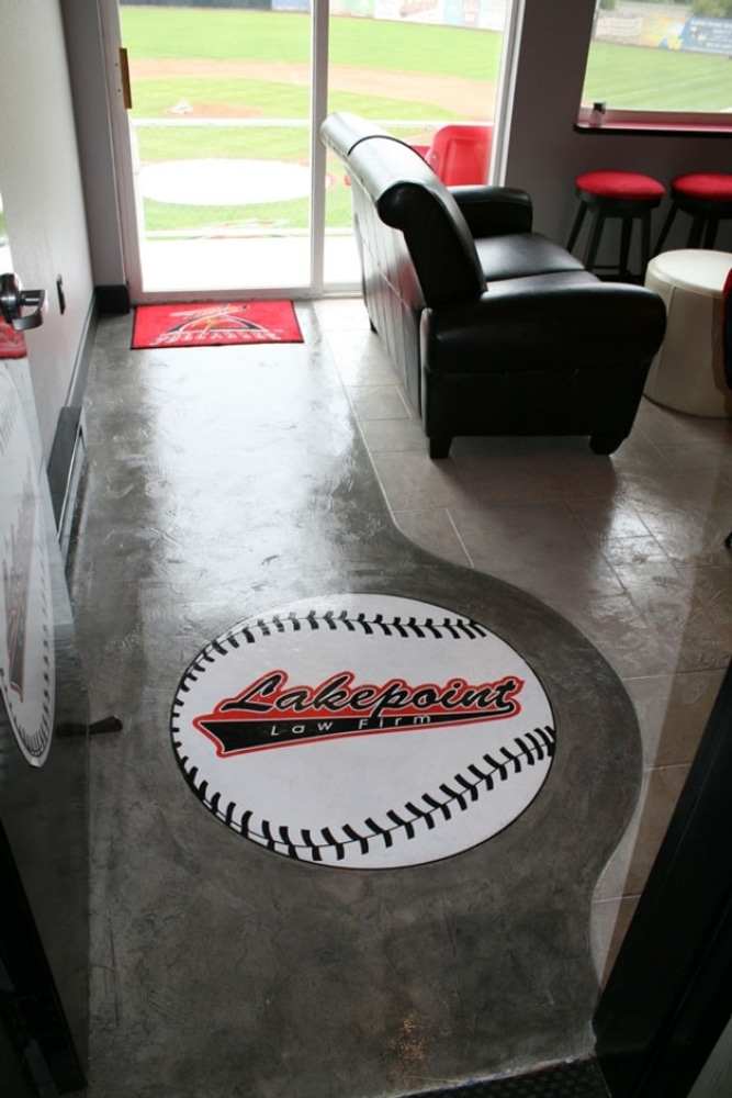 Icoat concrete interior flooring overlay system.