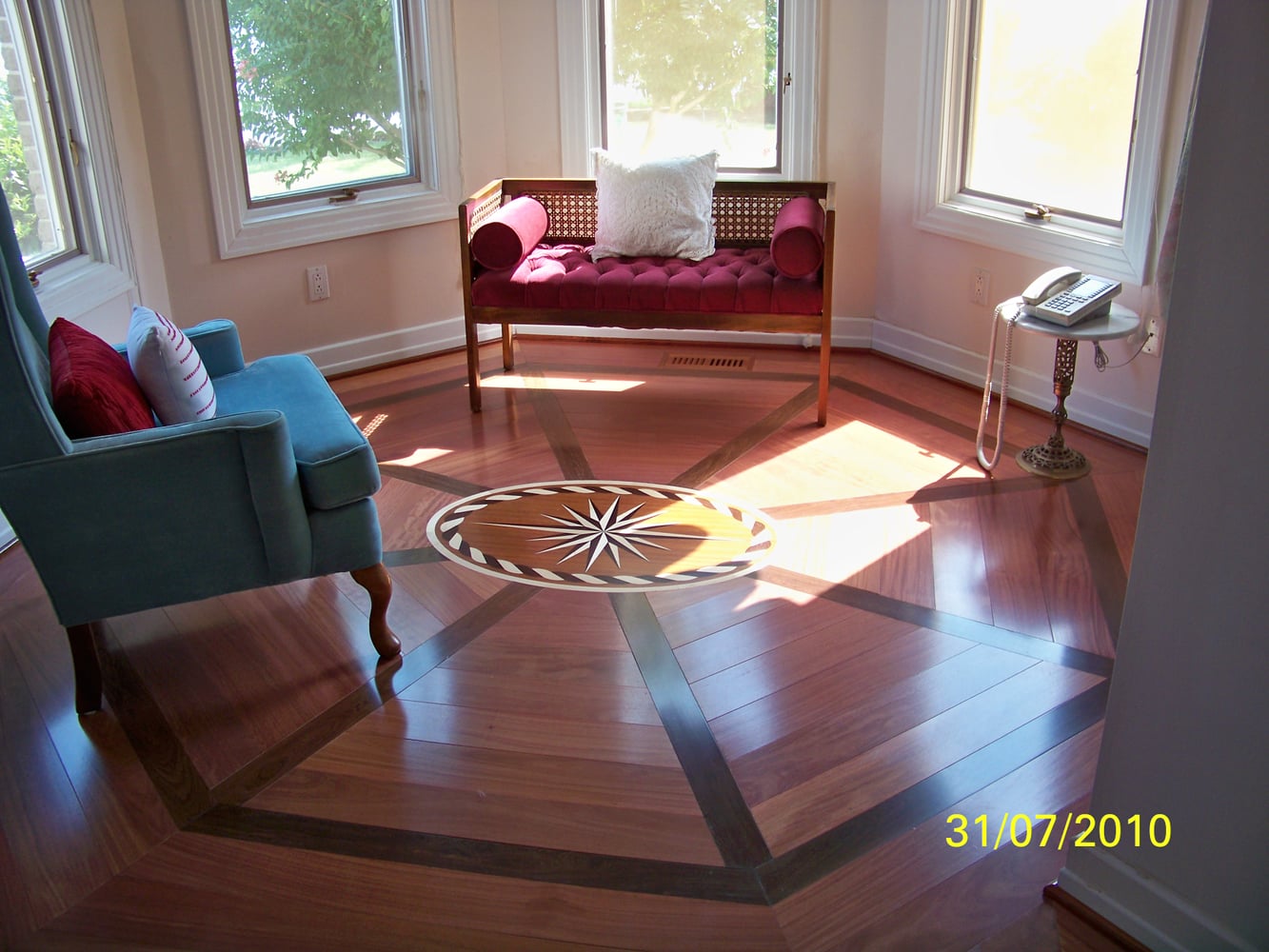 Tile, Santos Mahogany Install w/ Medallion/ Custom Home Build/