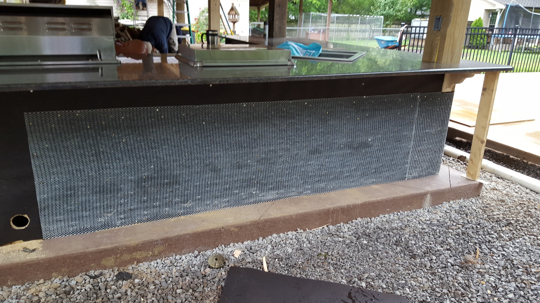 Covered Patio with Outdoor Kitchen and Fireplace (48' by 20')