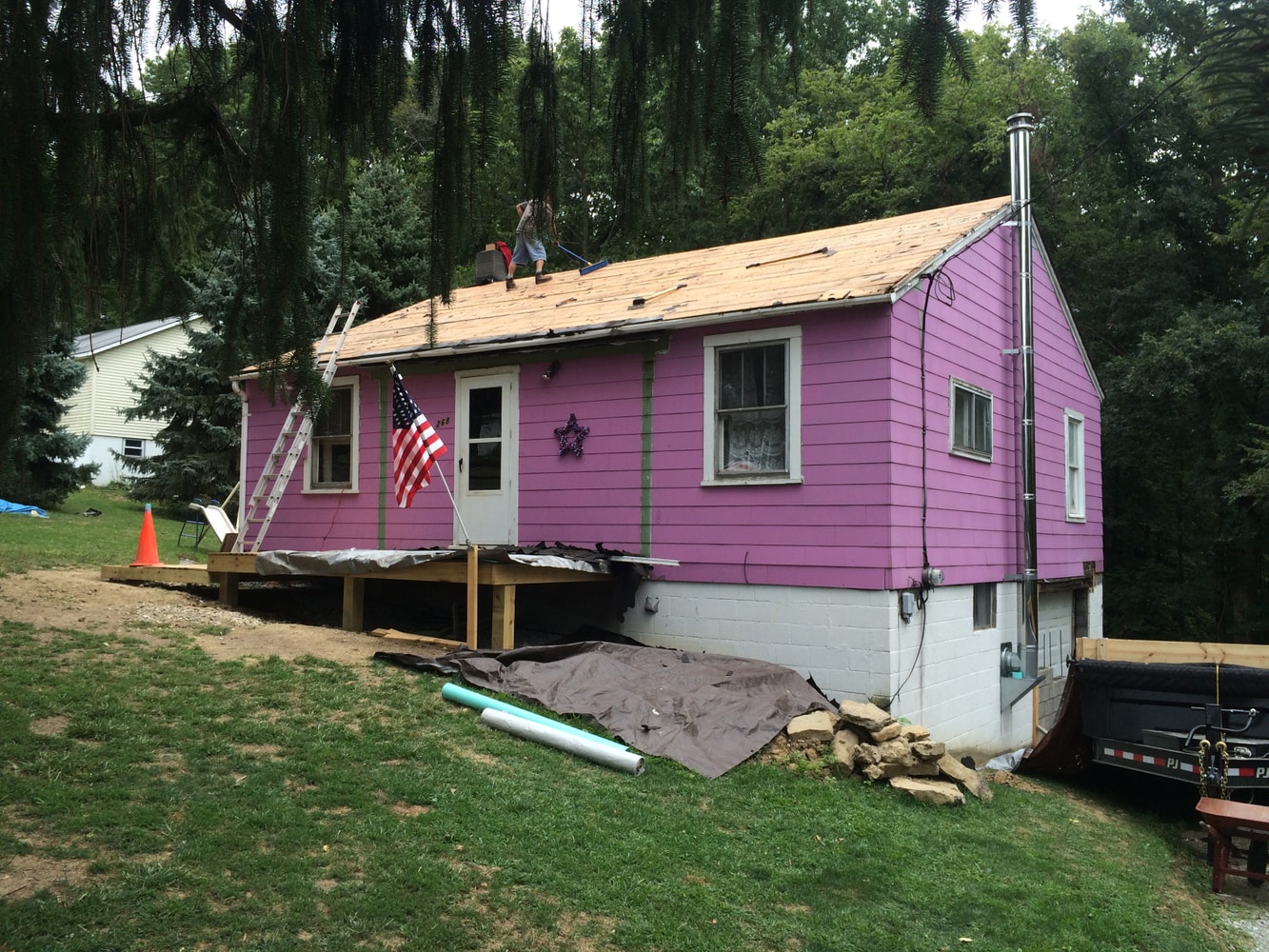 Siding, roof and porch roof 