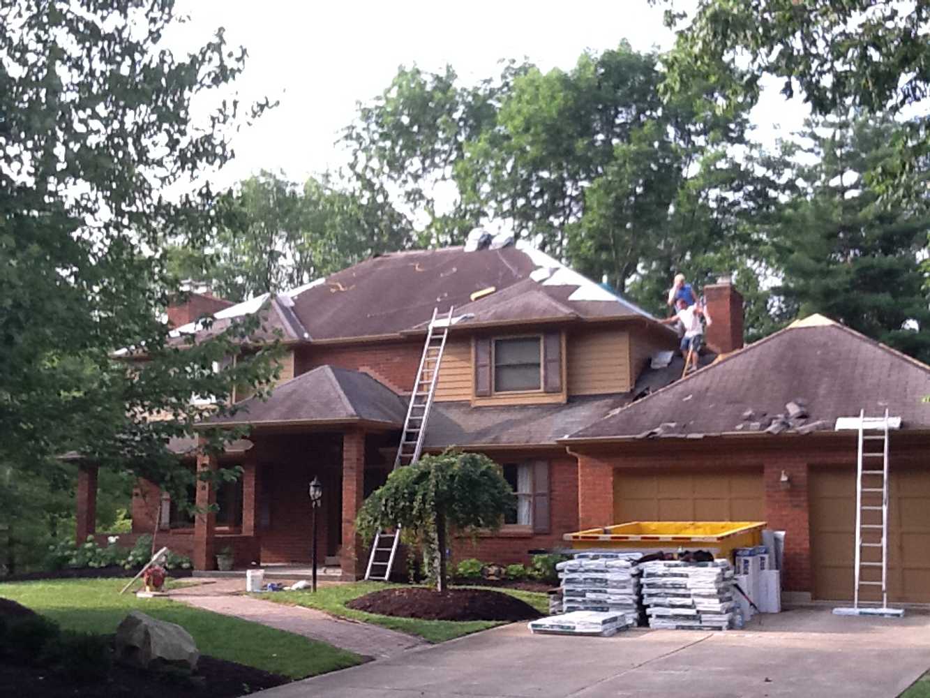 Storm damage restoration, roof replacement.