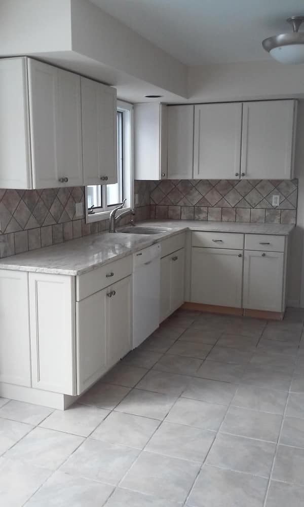 Kitchen remodel after water damage.