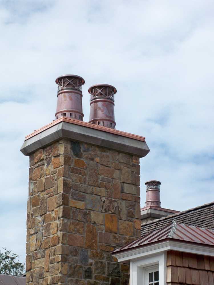 European Copper Pots on 5 chimneys.