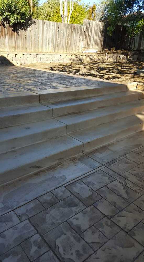 san ramon ave,vallejo. new retaining wall and stamped patio