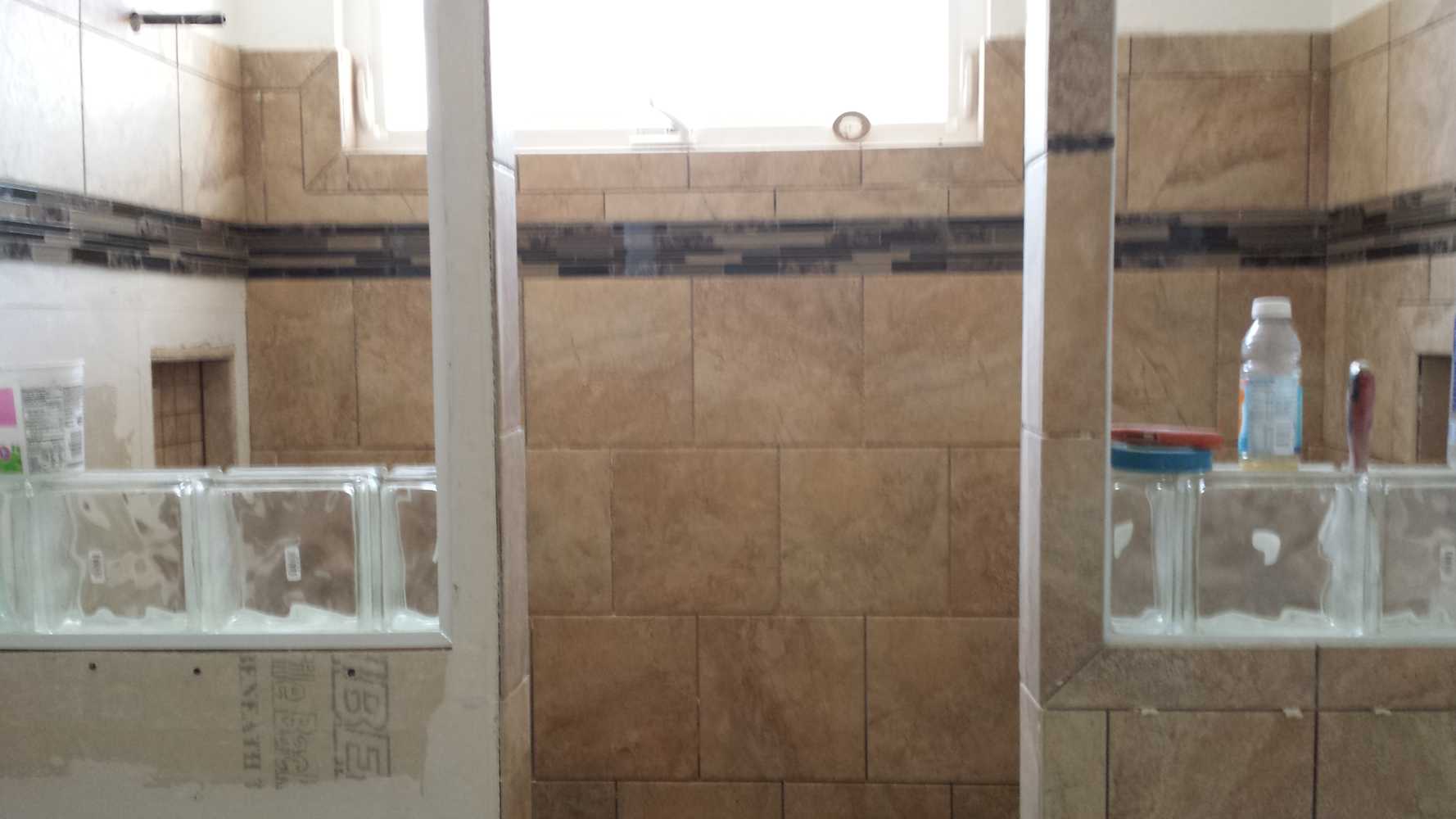 Oversize Stall Shower Glass Block