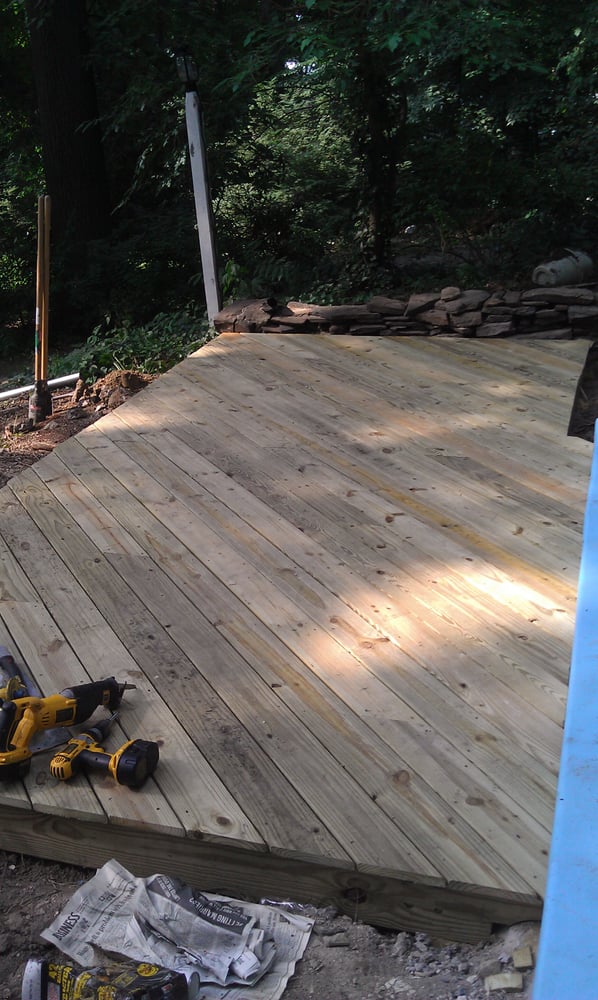Pool Deck and stone wall