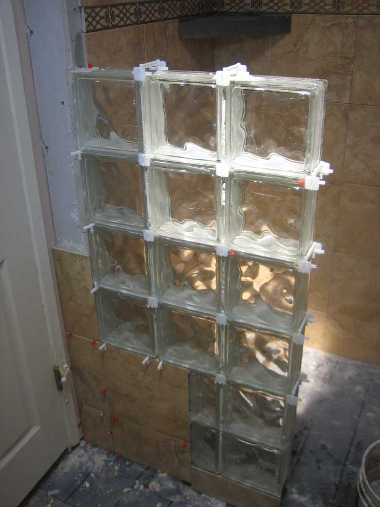 Glass block shower wall