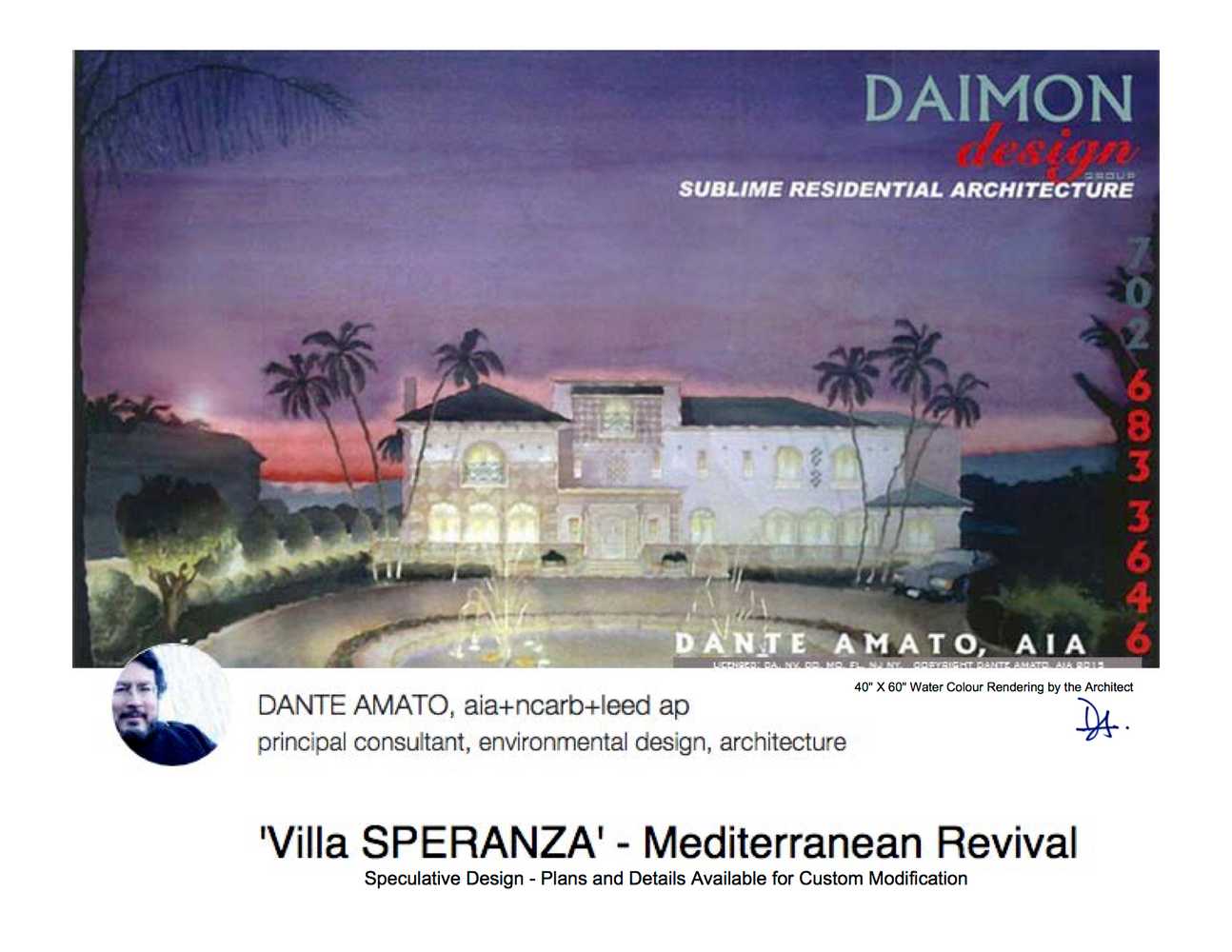 Dante Amato, AIA - Architect 'Mature' Period Spec Design