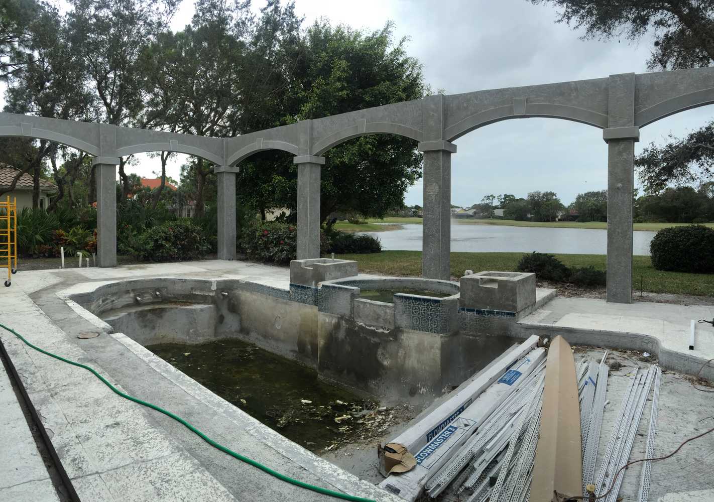 Custom columns around pool and outdoor kitchen addition