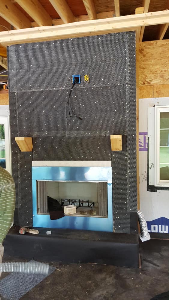 Covered Patio with Outdoor Kitchen and Fireplace (48' by 20')