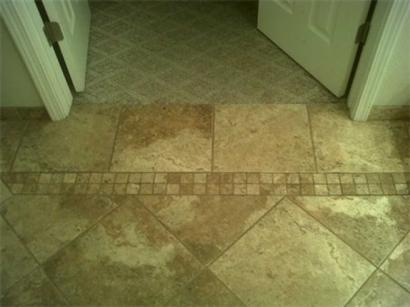 Stone tile with Berber diamond pattern carpet