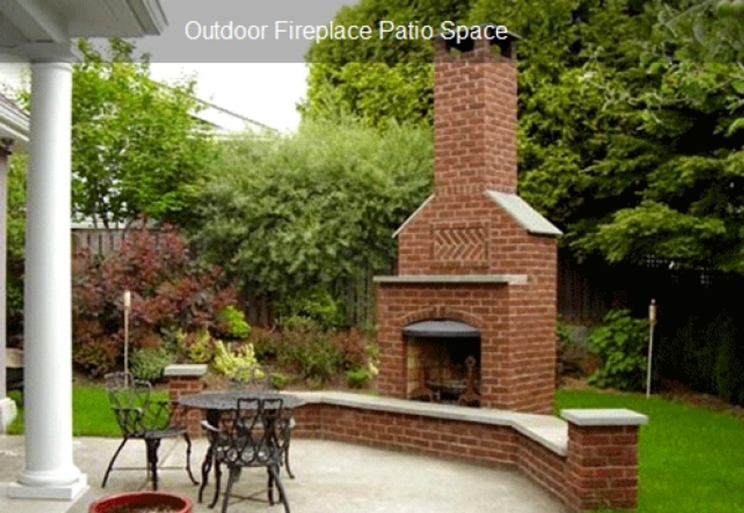 Outdoor fireplace patio space