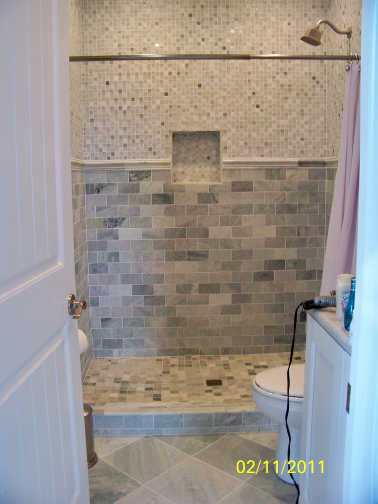 Tile, Santos Mahogany Install w/ Medallion/ Custom Home Build/