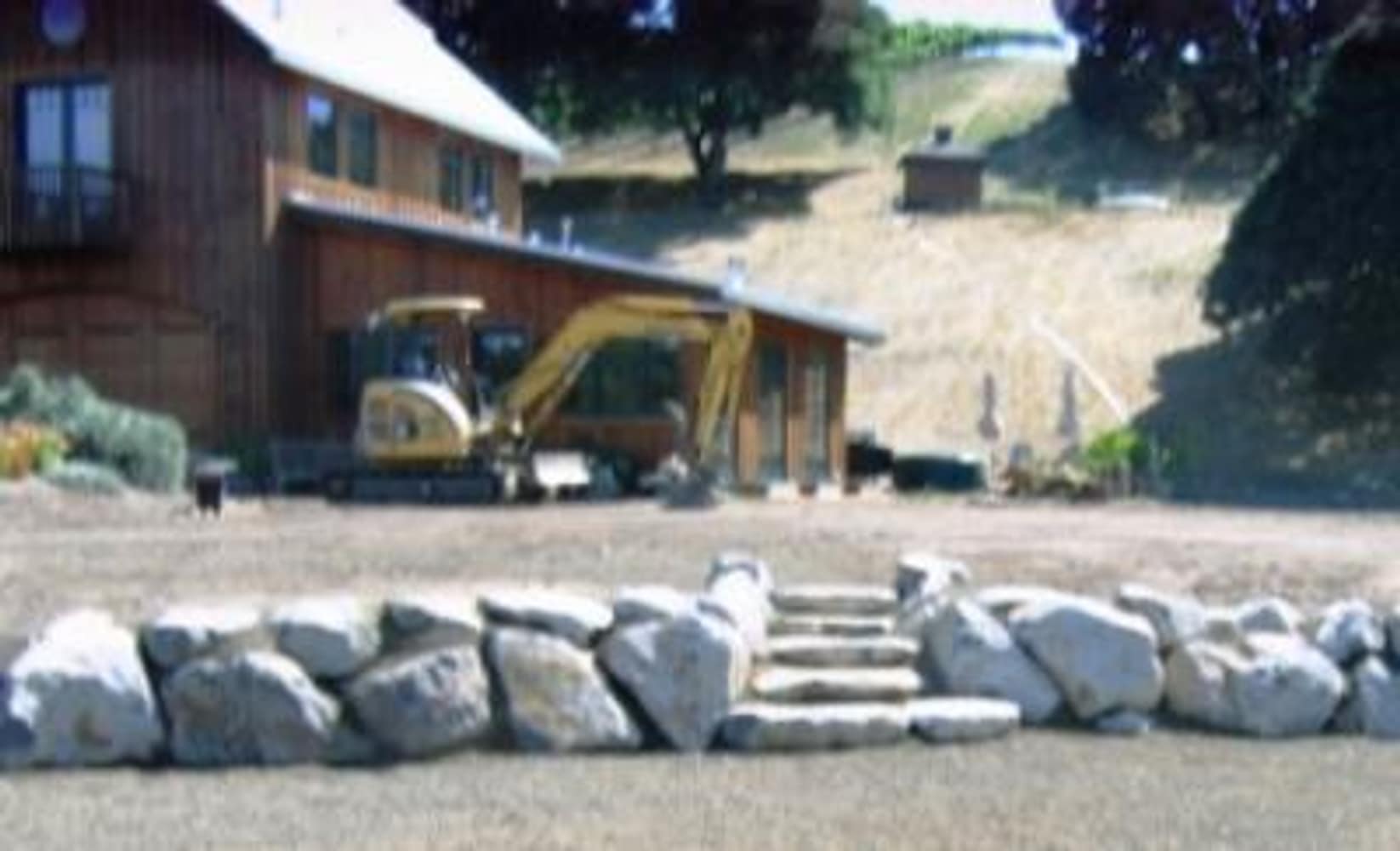 Sonoma County pond and residence hardscaping