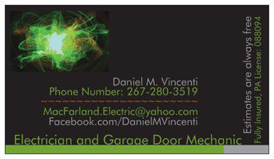 Daniel M. Vincenti Electrical and Garage Doors; Total Home Maintenance Services