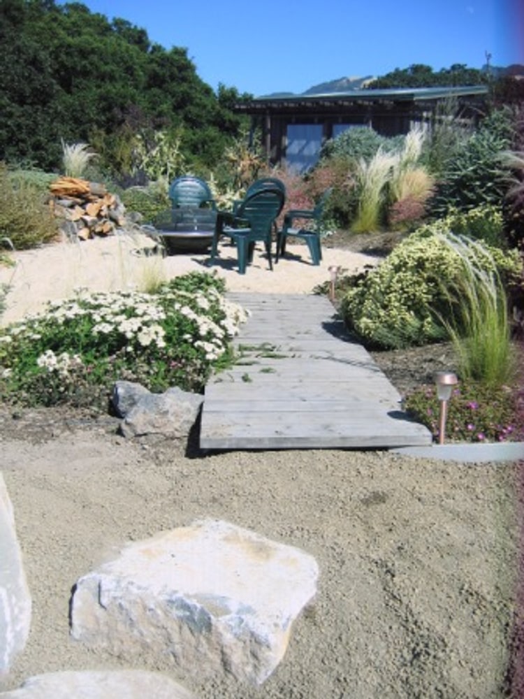 Sonoma County pond and residence hardscaping