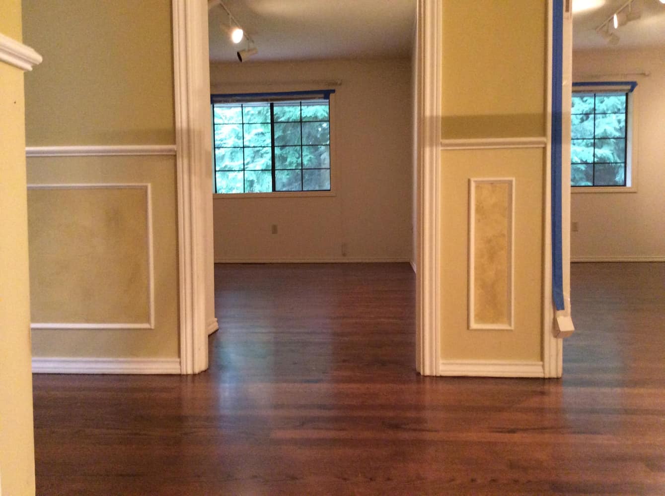 Interior before and after