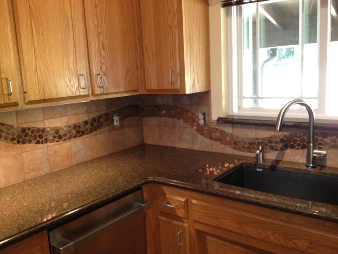 Viatera counter tops and tile backsplash