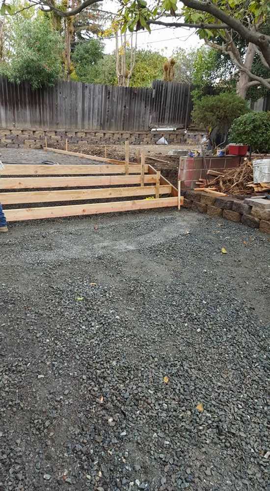 san ramon ave,vallejo. new retaining wall and stamped patio