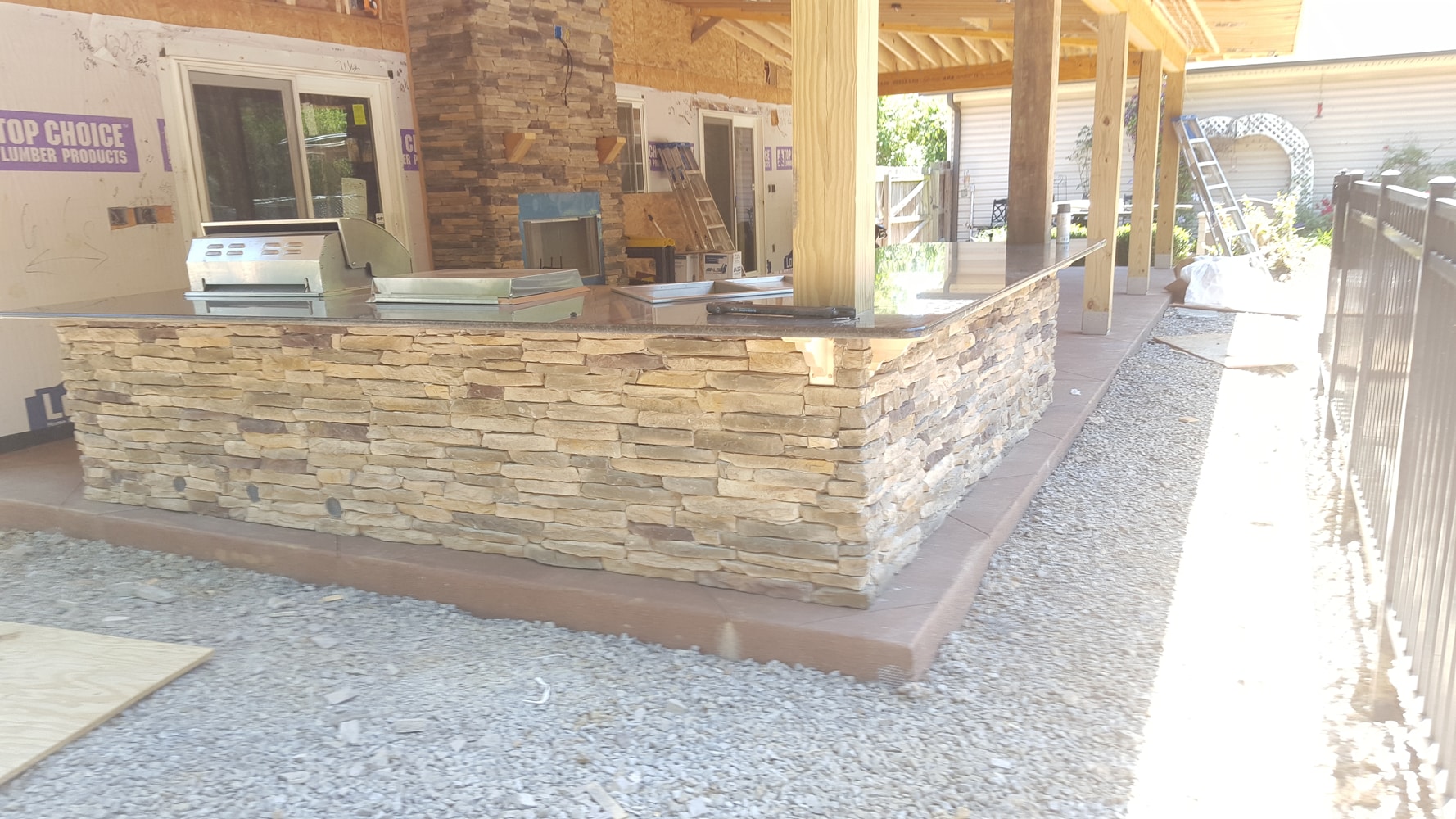 Covered Patio with Outdoor Kitchen and Fireplace (48' by 20')