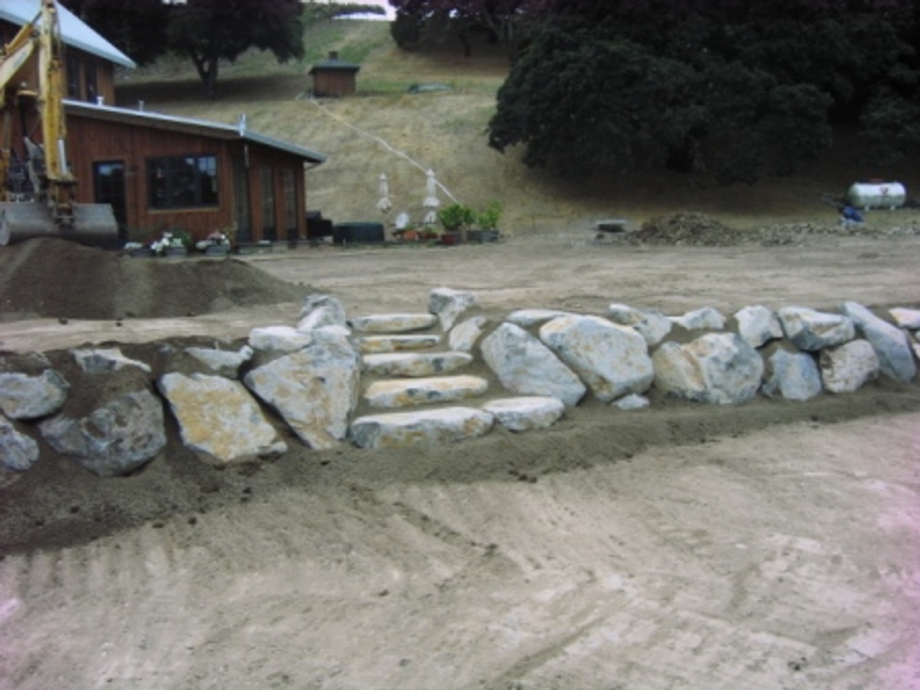 Sonoma County pond and residence hardscaping
