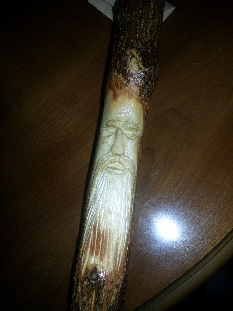custom wood spirit hiking sticks