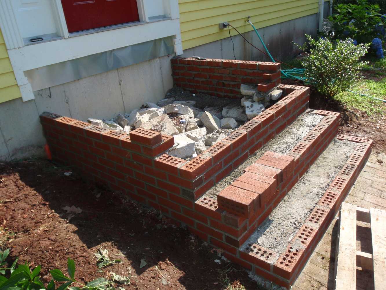 Brick Stair Assembly and Install after Removal of Precast concrete step