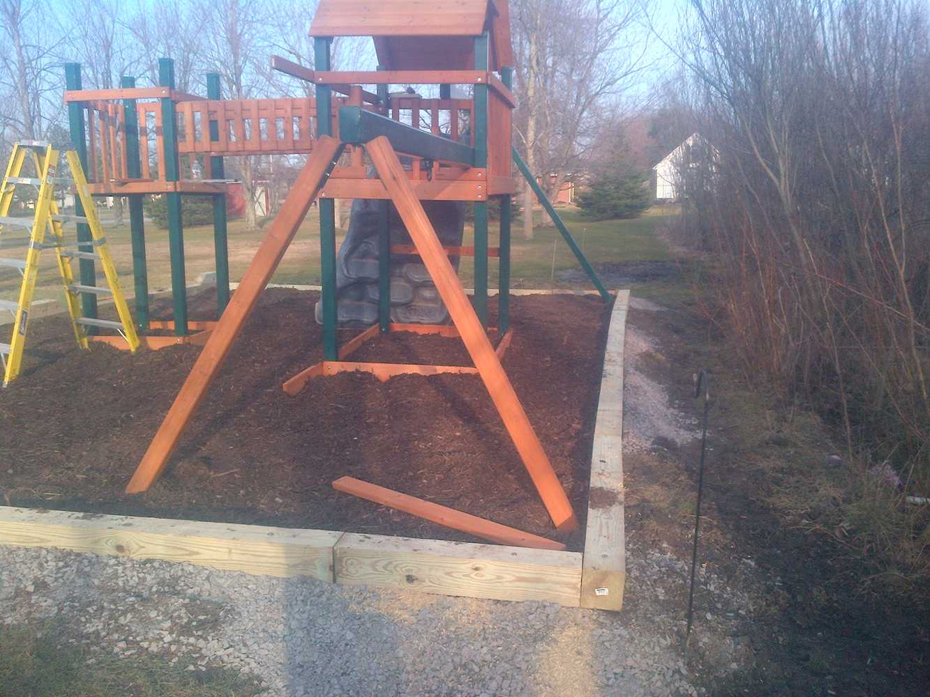 Playground installation ( Leveling & Grading & Building support for play area)