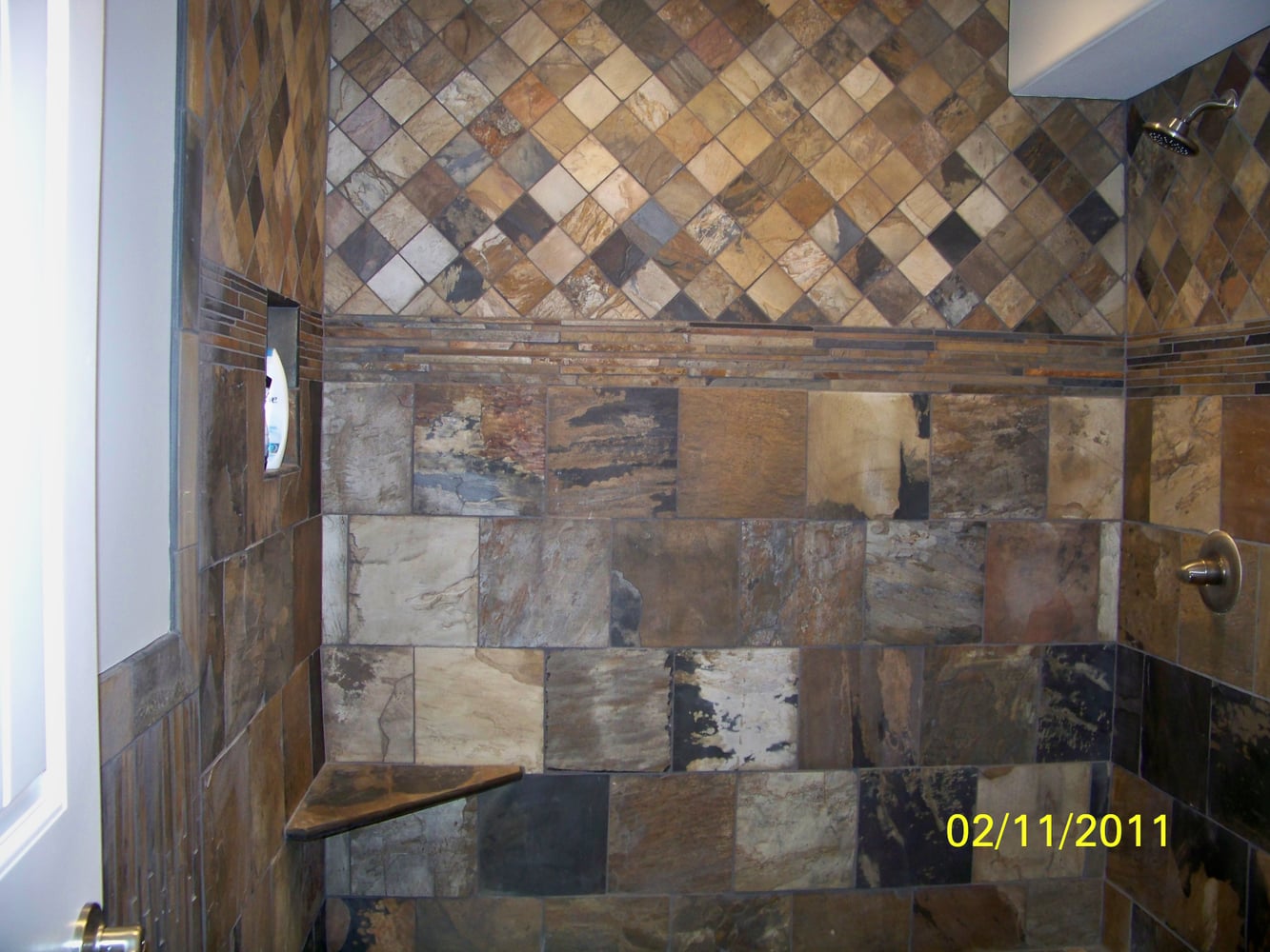 Tile, Santos Mahogany Install w/ Medallion/ Custom Home Build/