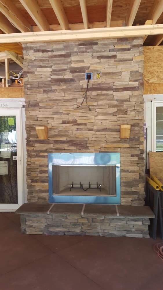 Covered Patio with Outdoor Kitchen and Fireplace (48' by 20')